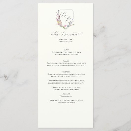 Waterverf Wildflower Crest Menu (Voorkant)