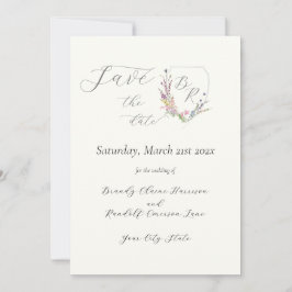 Waterverf Wildflower Crest Save The Date