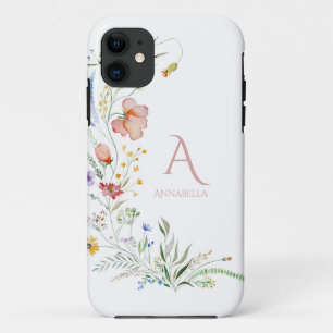 Waterverf Wildflower Custom Monogram en Naam Case-Mate iPhone Case