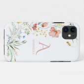 Waterverf Wildflower Custom Monogram en Naam Case-Mate iPhone Case (Achterkant (horizontaal))