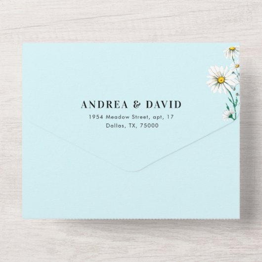 Waterverf Wildflower Daisy All-in-One Weddenschap All In One Uitnodiging (Achterkant)