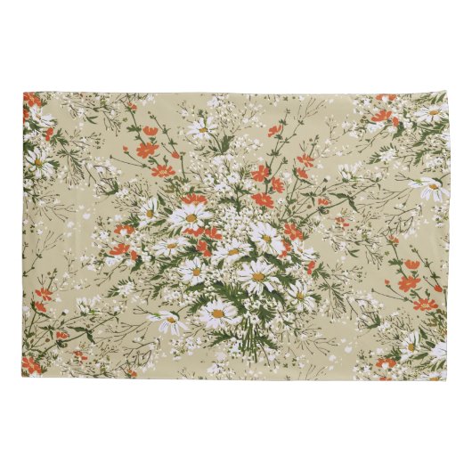  Waterverf Wildflower Daisy Bouquet Beige Kussensloop (Achterkant-Links)