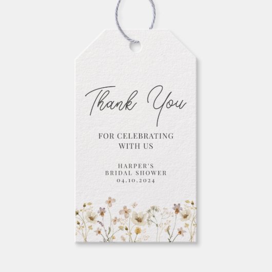 Waterverf Wildflower dank u Cadeaulabel (Voorkant)