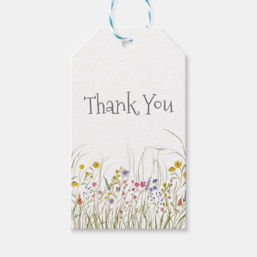 Waterverf Wildflower Dank u Label Cadeaulabel (Voorkant)