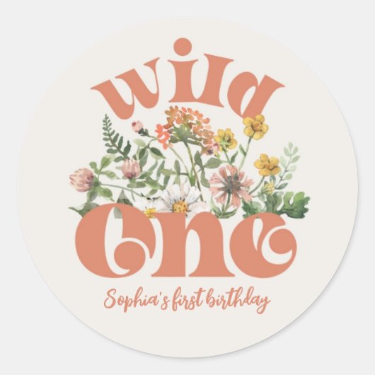 Waterverf Wildflower Dank u Sticker (Voorkant)