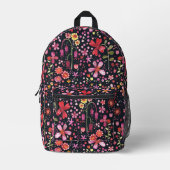Waterverf Wildflower Dark Bedrukte Rugzak (Voorkant)