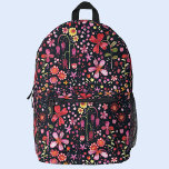 Waterverf Wildflower Dark Bedrukte Rugzak<br><div class="desc">Het wilde,  moderne waterverf bloemmotief. Originele kunst van Nic Squirrell.</div>