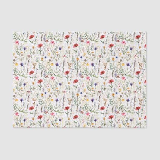 Waterverf Wildflower Design Tissue Paper Tissuepapier (Voorkant)