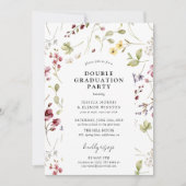 Waterverf Wildflower Dubbele Afstudeerfeest Kaart (Voorkant)