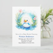 Waterverf Wildflower Duck Boy Baby shower Kaart (Staand voorkant)
