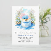 Waterverf Wildflower Duckling Boy Baby shower Kaart (Staand voorkant)