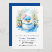 Waterverf Wildflower Duckling Boy Baby shower Kaart (Voorkant / Achterkant)