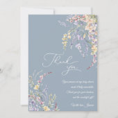 Waterverf Wildflower Dusty Blue Baby shower Bedankkaart (Voorkant)
