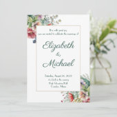 Waterverf Wildflower Eenvoudige Elegante Bruiloft Kaart (Staand voorkant)