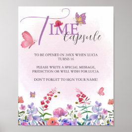 Waterverf Wildflower Eerste Verjaardag Tijd Capsul Poster