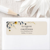 Waterverf Wildflower Elegant Beige Bruiloft Retour Etiket (Insitu)