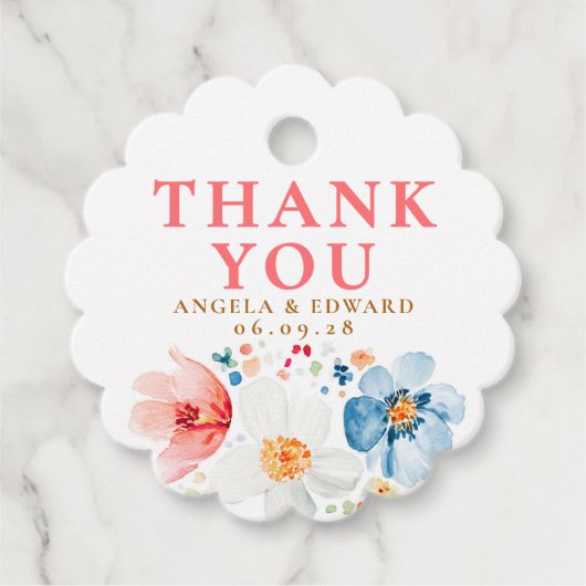 Waterverf Wildflower Elegant Boho Bedankt Bedankjes Labels (Voorkant)