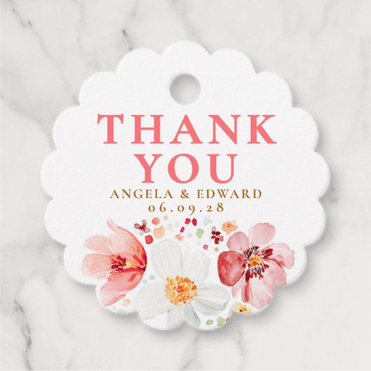 Waterverf Wildflower Elegant Boho Bedankt Bedankjes Labels (Voorkant)