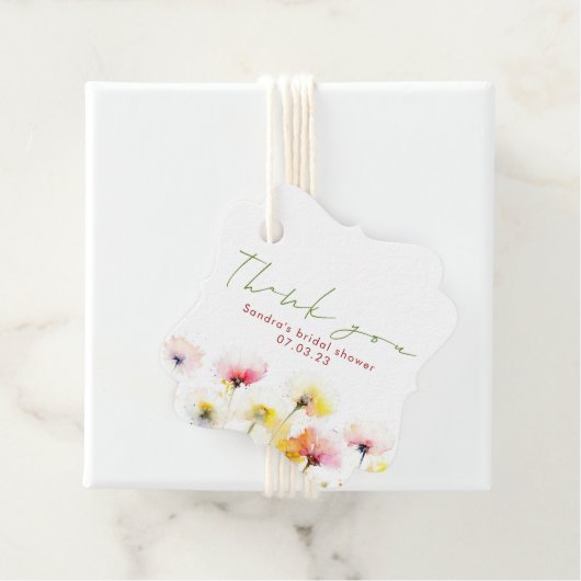 Waterverf Wildflower Elegant Wedding Dank u Bedankjes Labels (In situ)