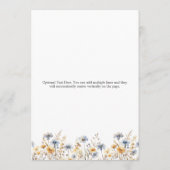 Waterverf Wildflower Elegante Dusty Blue Wedding Menu (Achterkant)