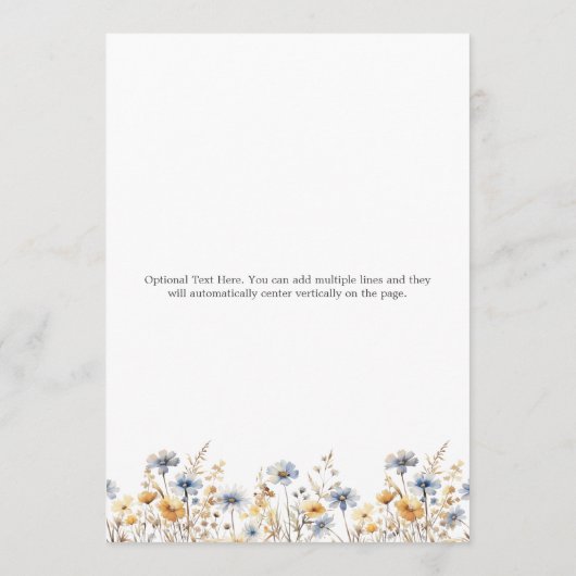 Waterverf Wildflower Elegante Dusty Blue Wedding Menu (Achterkant)
