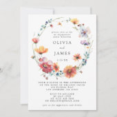 Waterverf Wildflower Engagement Party Kaart (Voorkant)