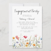 Waterverf Wildflower Engagement Party Kaart (Voorkant)