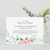 Waterverf Wildflower Engagement Party Uitnodigen Kaart (Staand voorkant)