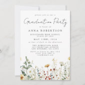 Waterverf Wildflower Field Graduation Party Invit Kaart (Voorkant)