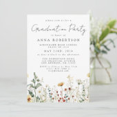 Waterverf Wildflower Field Graduation Party Invit Kaart (Staand voorkant)
