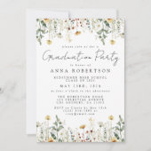 Waterverf Wildflower Field Graduation Party Kaart (Voorkant)