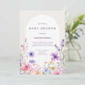 Waterverf Wildflower Floral Baby shower Kaart (Staand voorkant)