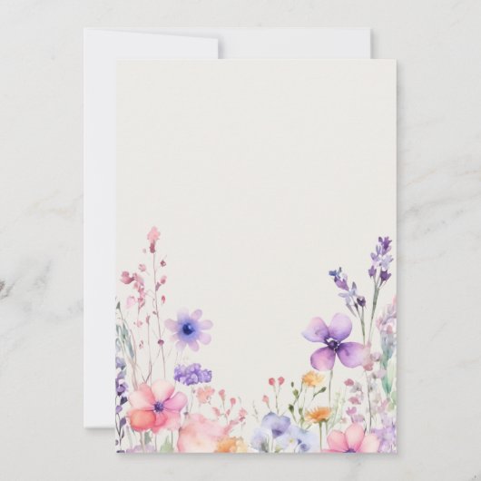 Waterverf Wildflower Floral Baby shower Kaart (Achterkant)