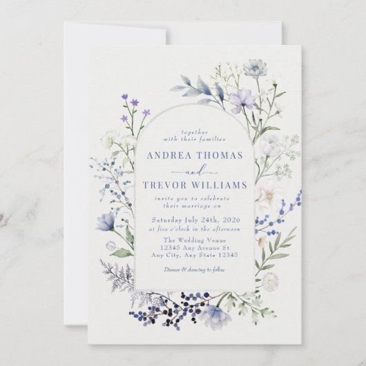 Waterverf Wildflower Floral bruiloft uitnodigingen (Voorkant)