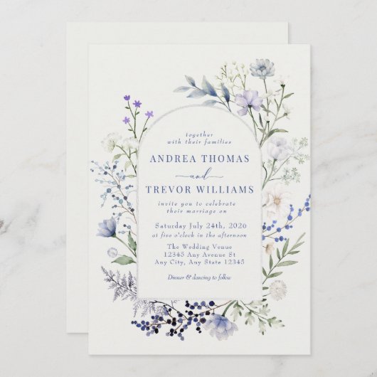 Waterverf Wildflower Floral bruiloft uitnodigingen (Voorkant / Achterkant)