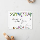 Waterverf Wildflower | Floral Dank u Notitiekaartje (Voorkant / Achterkant in situ)