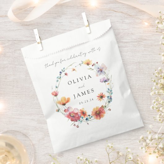 Waterverf Wildflower Floral krans bruiloft Bedankzakje (Geknipt)