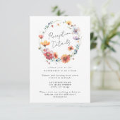 Waterverf Wildflower Floral krans bruiloft Informatiekaartje (Staand voorkant)