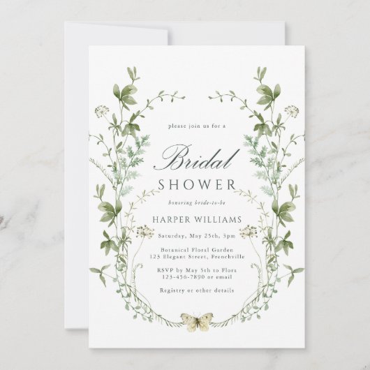 Waterverf Wildflower Floral Krans Vrijgezellenfees Kaart (Voorkant)