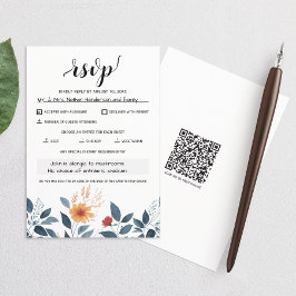 Waterverf Wildflower Floral Modern QR-code RSVP Kaartje