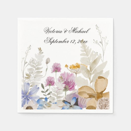 Waterverf Wildflower Floral Napkins Servet (Voorkant)
