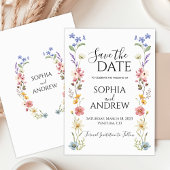 Waterverf Wildflower Floral Save the Date Kaart