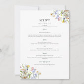 Waterverf Wildflower | Floral Wedding Menu Kaart (Voorkant)