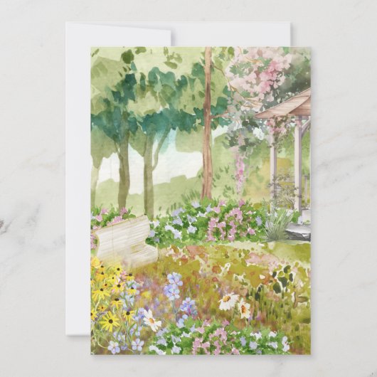 Waterverf Wildflower | Floral Wedding Menu Kaart (Achterkant)