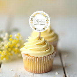 Waterverf Wildflower Florals Krans Baby shower Ronde Sticker