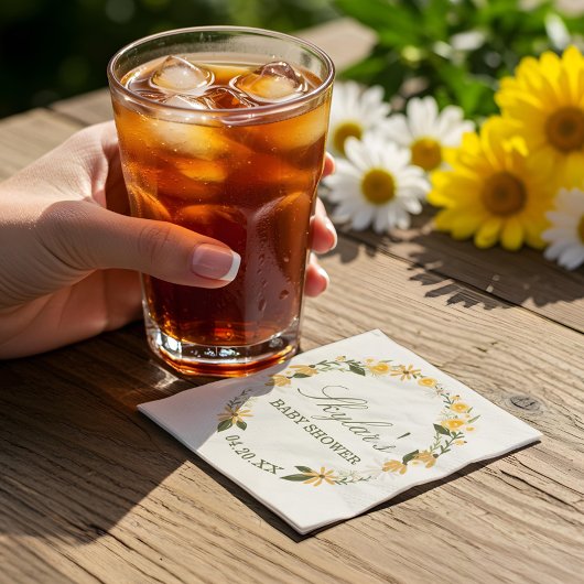 Waterverf Wildflower Florals Krans Baby shower Servet