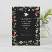 Waterverf Wildflower Foto Afstuderen Uitnodiging (Staand voorkant)