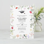 Waterverf Wildflower Foto Afstuderen Uitnodiging (Staand voorkant)