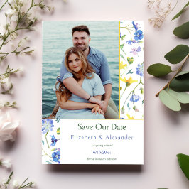 Waterverf Wildflower Foto De datum opslaan Aankondiging