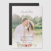 Waterverf Wildflower Foto De datum opslaan Magnetische Uitnodiging (Voorkant / Achterkant)